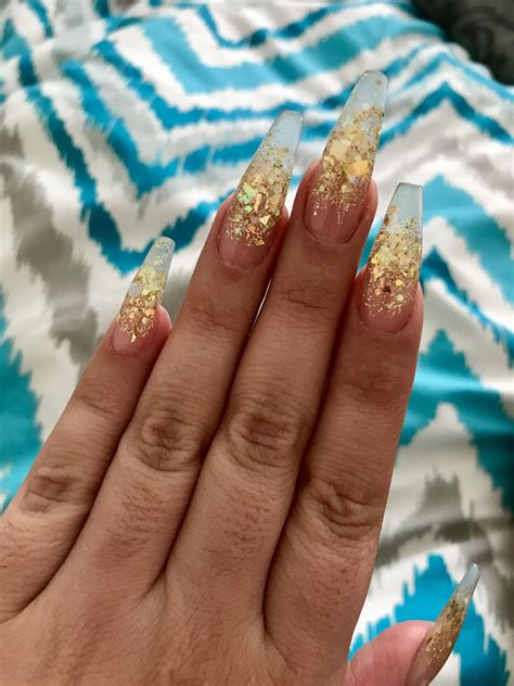 coffin gold nails